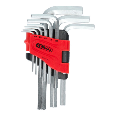 KS Tools Chiavi maschio esagonali piegate, in supporto pieghevole, 9pz., 1/16"-3/8"