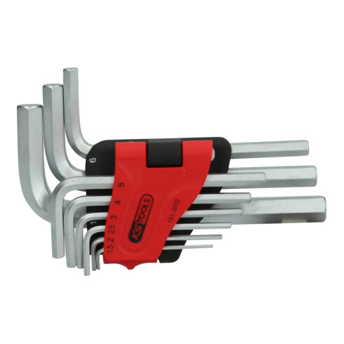 KS Tools Chiavi maschio esagonali piegate, in supporto pieghevole, 9pz., 1,5-10mm