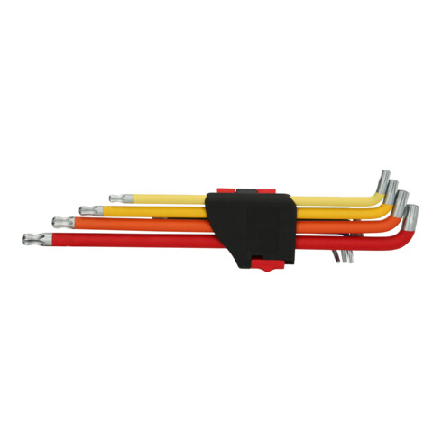 KS Tools Chiavi maschio piegate TX con testa a sfera, extra lunghe e angolate a 108°, 9pz.