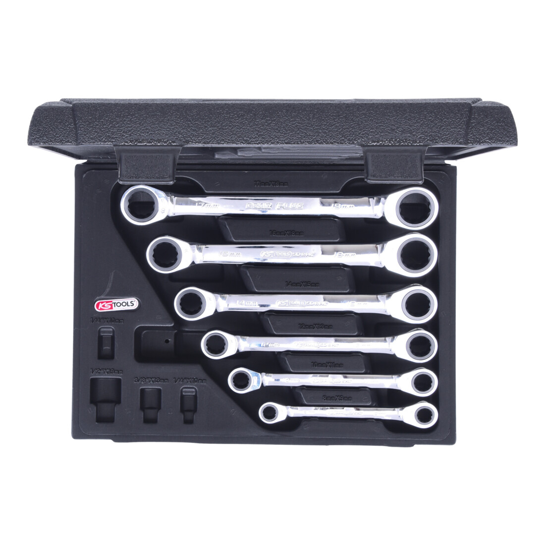KS Tools Chiavi poligonali doppie a cricco GEARplus, 6pz. in valigetta