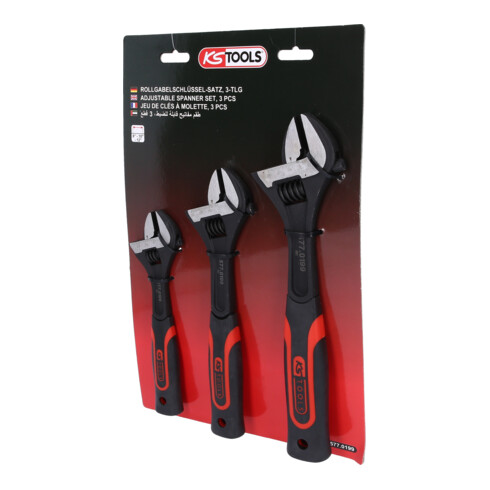 KS Tools Chiavi regolabili a rullino con impugnatura a 2 componenti CLASSIC, 3pz.