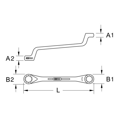 KS Tools CHROMEplus dubbele ringsleutel, gekarteld