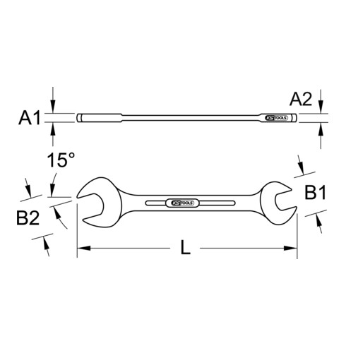 KS Tools CHROMEplus dubbele steeksleutel inch