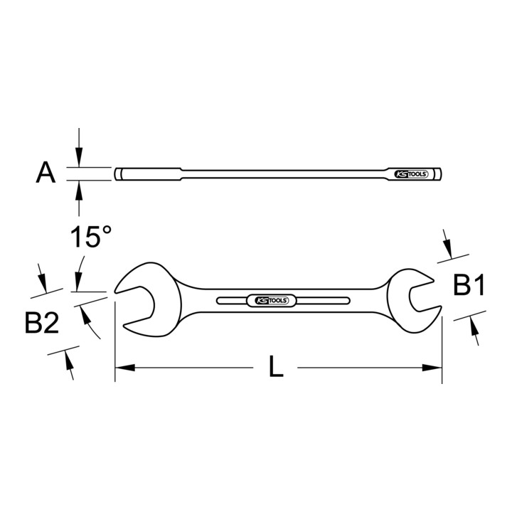 KS Tools CHROMEplus dubbele steeksleutel, 8x9mm