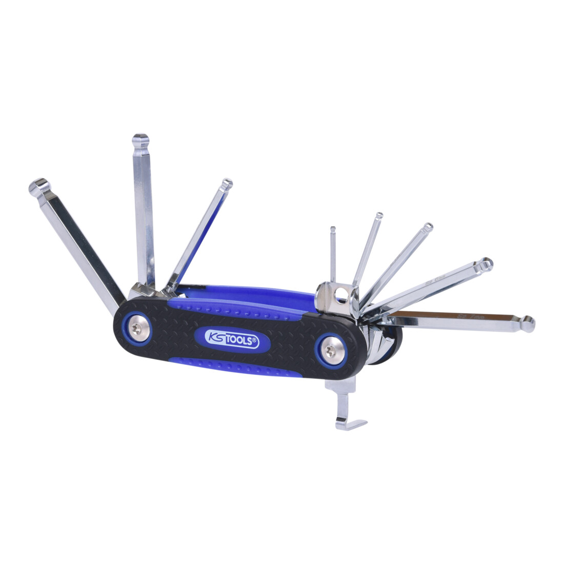 KS Tools CHROMEplus kogelronde inbussleutel vouwhouder, 8 stuks