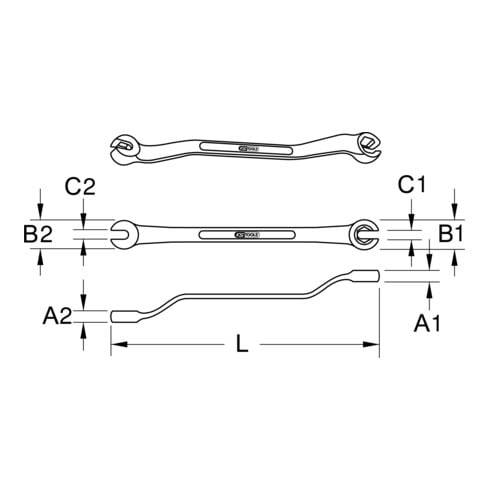KS Tools CHROMEplus Offener Doppel-Ringschlüssel, gekröpft, 10x11mm