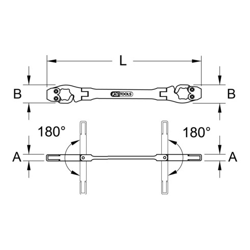 KS Tools CHROMEplus Ratschen-Schlüssel mit Gelenk, 8x9mm