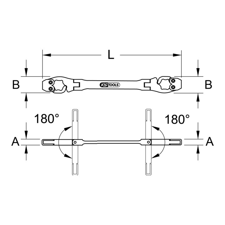 KS Tools CHROMEplus Ratschen-Schlüssel mit Gelenk, 8x9mm
