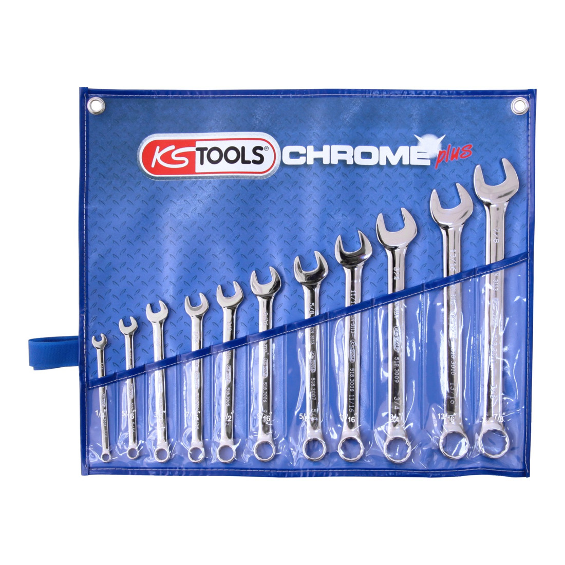 KS Tools CHROMEplus Ringmaulschlüssel-Satz, abgewinkelt, 11-teilig Zoll