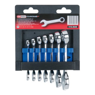KS Tools CHROMEplus Ringmaulschlüssel-Satz, kurz, 7-teilig