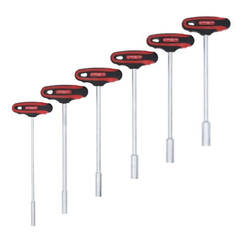 KS Tools CHROMEplus T-greep moeraanzetter set, 6 stuks, 6-14mm