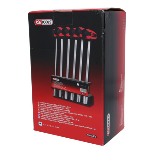 KS Tools CHROMEplus T-greep moeraanzetter set, 6 stuks, 6-14mm