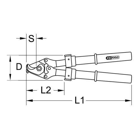 KS Tools Cisaille avec revêtement isolant, manche télescopique, 360-520 mm