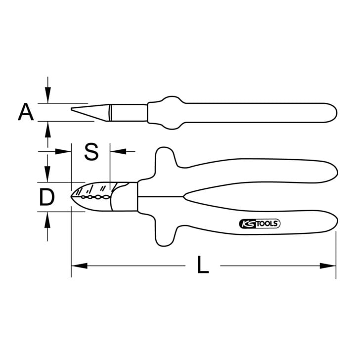 KS Tools CLASSIC 1000V Elektriker-Seitenschneider, 175mm