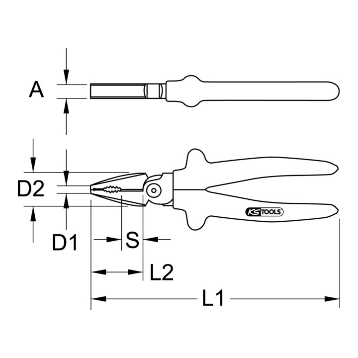 KS Tools CLASSIC 1000V elektrische combinatietang, 185mm