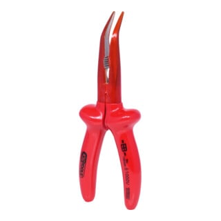 KS Tools CLASSIC 1000V Flachrundzange, beschichteter Arbeitskopf, gebogen, 200mm