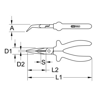 KS Tools CLASSIC 1000V Flachrundzange, gebogen