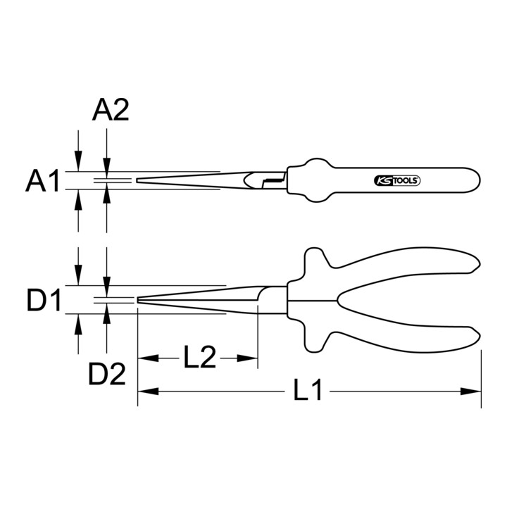 KS Tools CLASSIC 1000V Langbeck-Flachzange, 160 mm