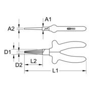 KS Tools CLASSIC 1000V Langbeck-Rundzange, 160mm-3