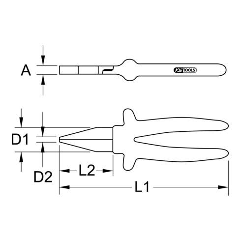 KS Tools CLASSIC 1000V platbektang, korte bek, 160mm