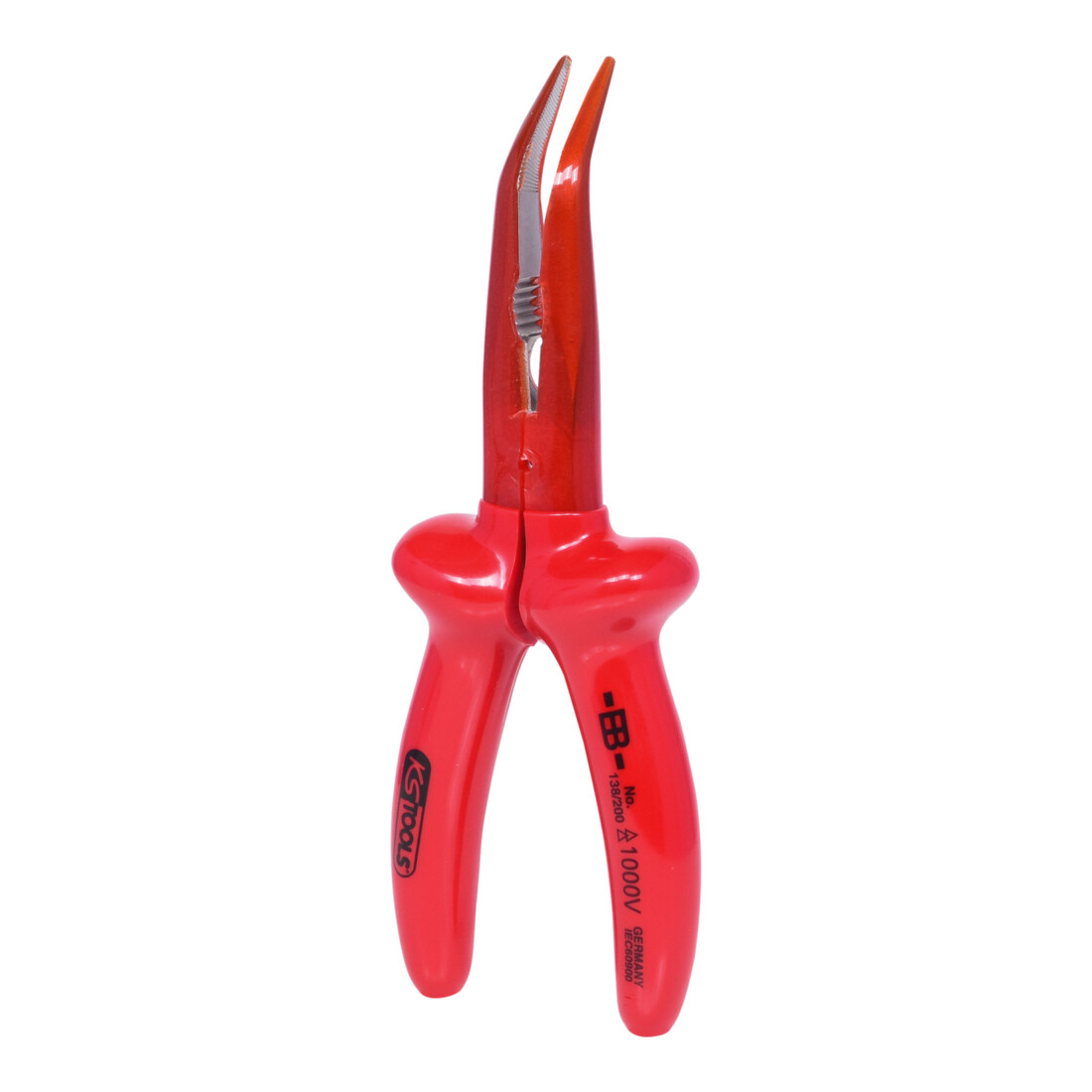 KS Tools CLASSIC 1000V platrondbektang, gecoate werkkop, gebogen, 200mm