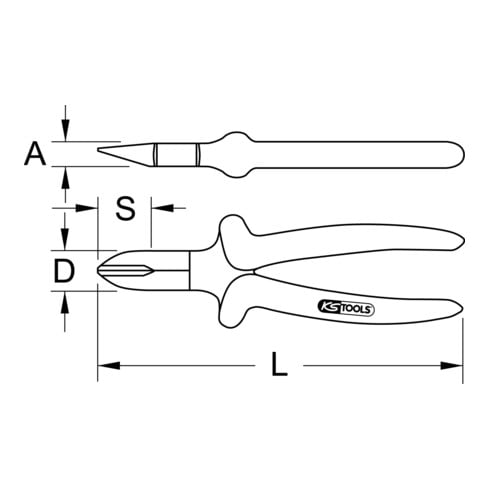 KS Tools CLASSIC 1000V eenhands kabelschaar, werkkop gecoat