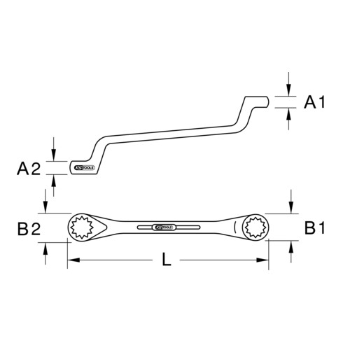 KS Tools CLASSIC Doppel-Ringschlüssel, gekröpft, Zoll