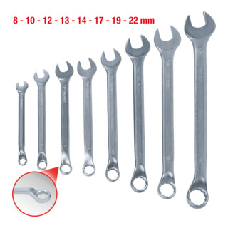 KS Tools CLASSIC Ringmaulschlüssel-Satz, 8-teilig gekröpft, 8-22mm