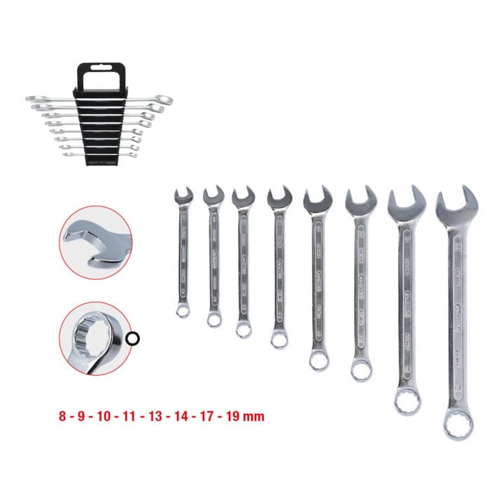 KS Tools CLASSIC Ringmaulschlüssel-Satz, abgewinkelt, 8-teilig 8-19mm