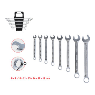KS Tools CLASSIC ringsteeksleutelset, haaks, 8-delig 8-19mm