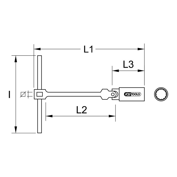 KS Tools CLASSIC T-greep bougiesleutel, 16mm