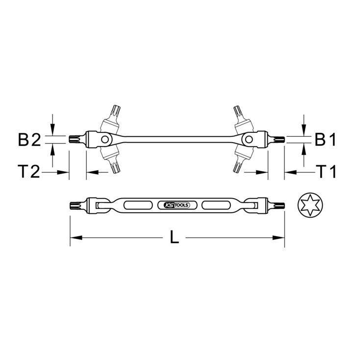 KS Tools CLASSIC TX dubbelsleutel, T25xT27