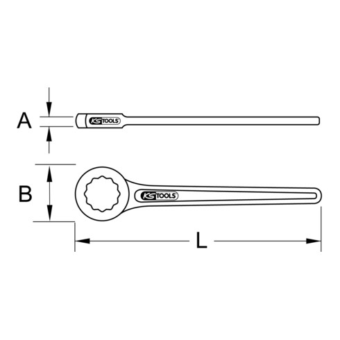 KS Tools Clé à anneau à une extrémité, droite, 1,1/16".