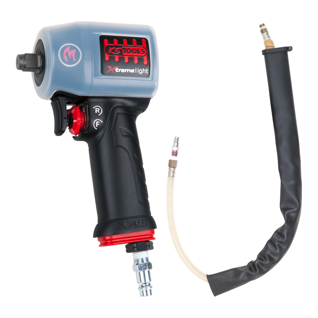 KS Tools Clé à chocs pneumatique 1/2" miniMONSTER Xtremelight haute performance 1.390 Nm avec pellicule de protection et silencieux