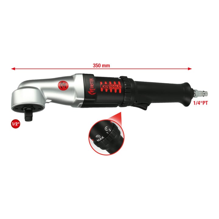 KS Tools Clé à chocs pneumatique d’angle grande performance 1/2" MONSTER, 271 Nm