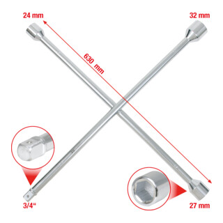 KS Tools Clé de serrage de roue pour camions, 3/4"x24x27x32mm
