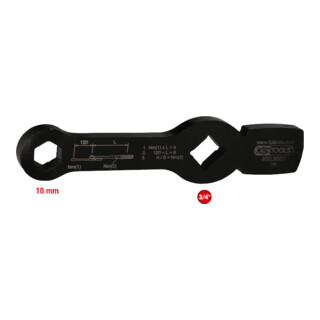 KS Tools Clé hexagonale 3/4" avec 2 faces de frappe, 18mm