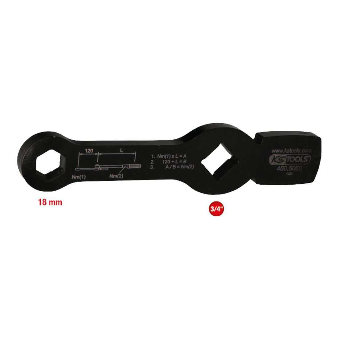 KS Tools Clé hexagonale 3/4" avec 2 faces de frappe, 18mm