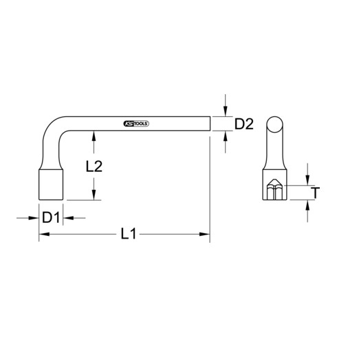 KS Tools BRONZEplus Clé à douille à 4 pans, coudée