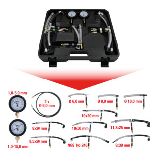 KS Tools Coffret de contrôle basse pression des carburants, 14 pcs.