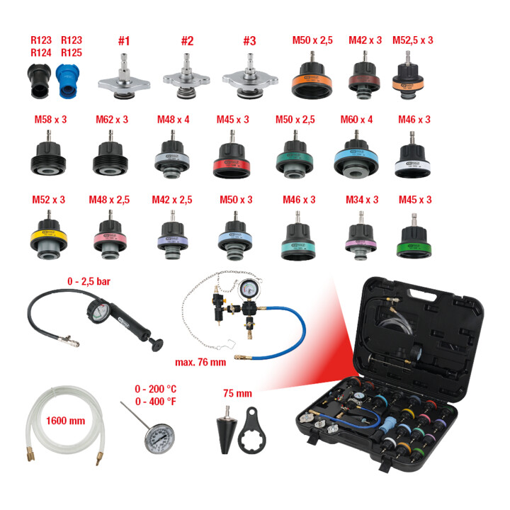 KS Tools Coffret de diagnostic pour système de refroidissement, 25 pcs