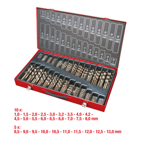 KS Tools Coffret de forets HSS-G Co 5, 230 pcs., 1-13mm