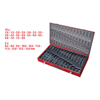 KS Tools Coffret de forets HSS-R laminés, 230 pcs., 1-13mm