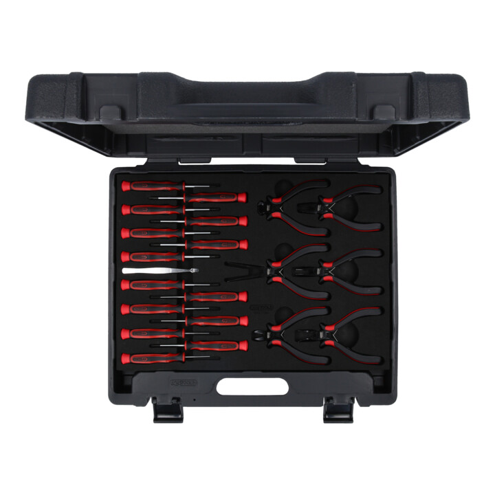 KS Tools Coffret de pinces et tournevis électroniques, 21 pcs.