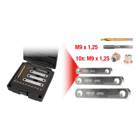 KS Tools Coffret de réparation de filetage d'étriers de freins M9 x 1,25, 16 pcs