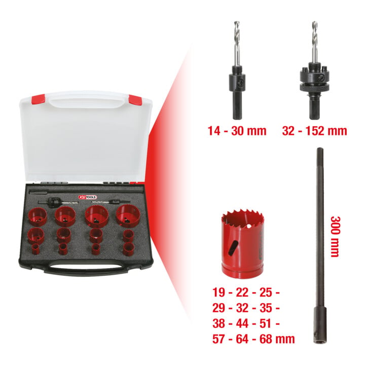 KS Tools Coffret de scies cloches universelles, 15 pcs.