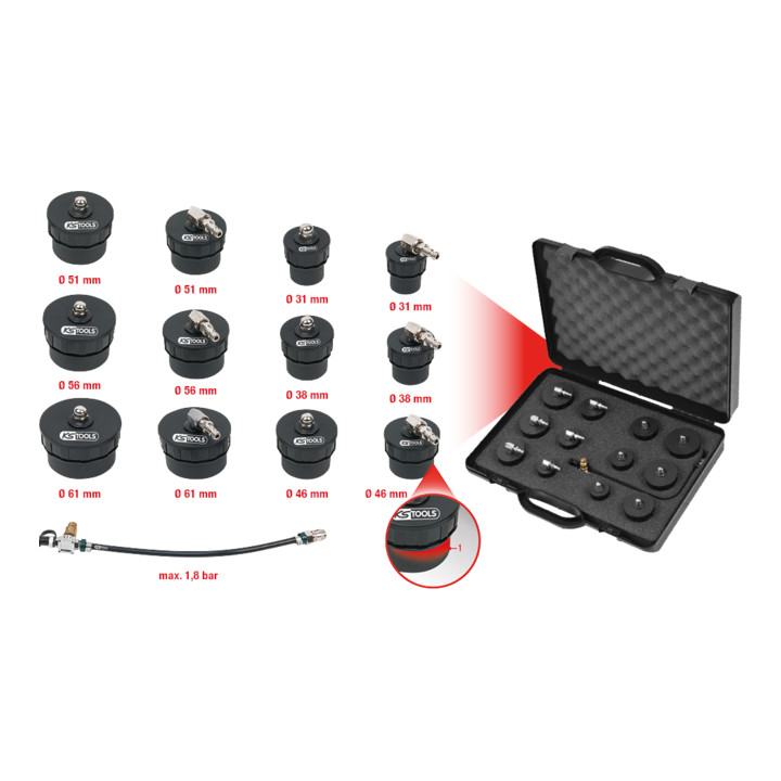 KS Tools Coffret de test à baïonnette du système d'air du turbocompresseur, 13 pcs.