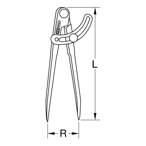 KS Tools Compasso a punte fisse con arco di regolazione