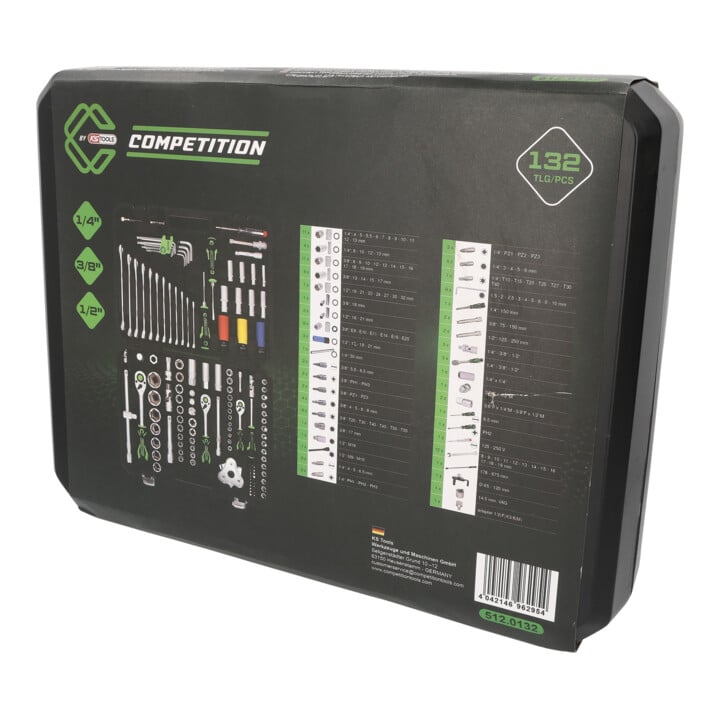 KS Tools COMPETITION 1/4"+3/8"+1/2" Steckschlüssel-Satz, 132-tlg, KFZ-Spezial