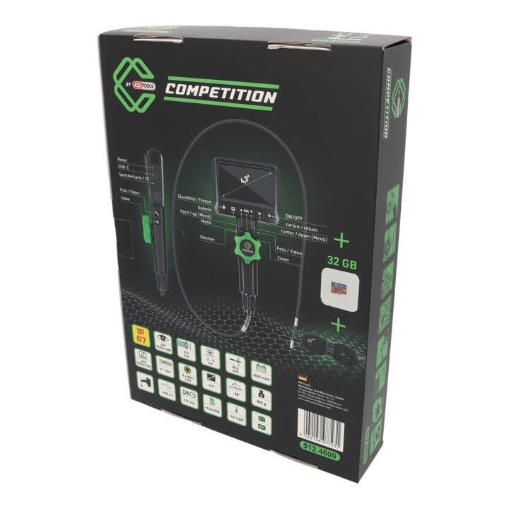 KS Tools COMPETITION HD-Videoskop-Satz, Ø 6,0 mm, 180° und 0° HD Frontkamera-Sonde, flexible PVC Hülle